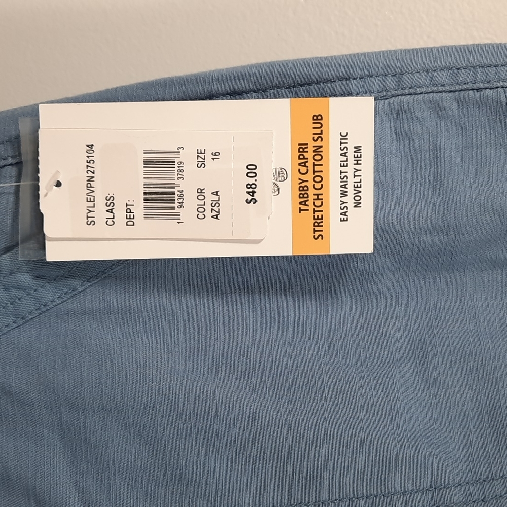 NWT INTRO ❤ LOVE THE FIT blue Tabby Capri pants, Sz 16 - Picture 4 of 13